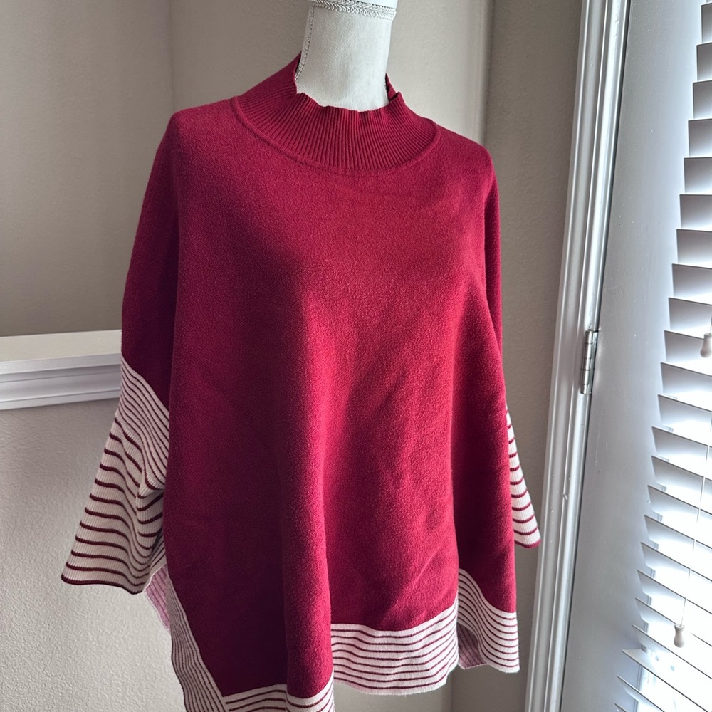 🎉Host Pick🎉 Pink Lily Burgundy and White Striped Sweater